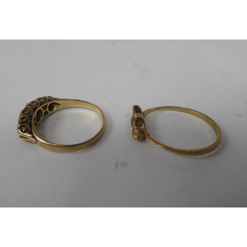 208 - Six white and gold rings, set with various stones