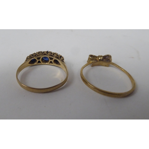 208 - Six white and gold rings, set with various stones