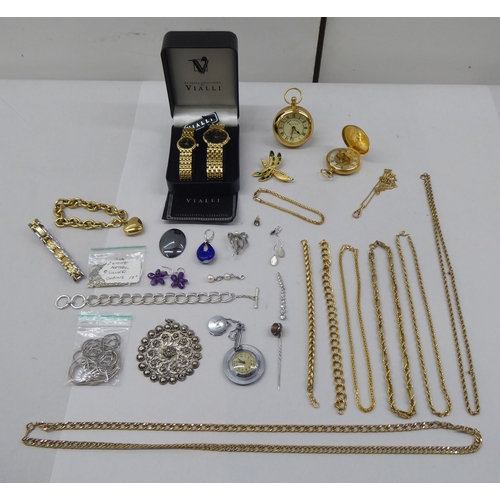 210 - Jewellery and watches: to include yellow metal necklaces 