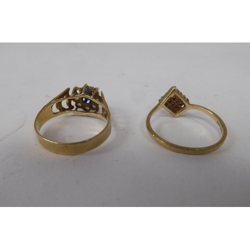 211 - Six white and gold rings, set with various stones