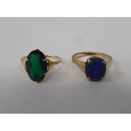 211 - Six white and gold rings, set with various stones