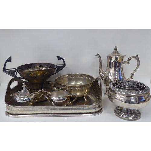 222 - Domestic and decorative metalware: to include a galleried, twin handled tray  16