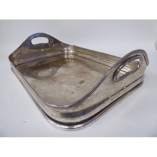 222 - Domestic and decorative metalware: to include a galleried, twin handled tray  16