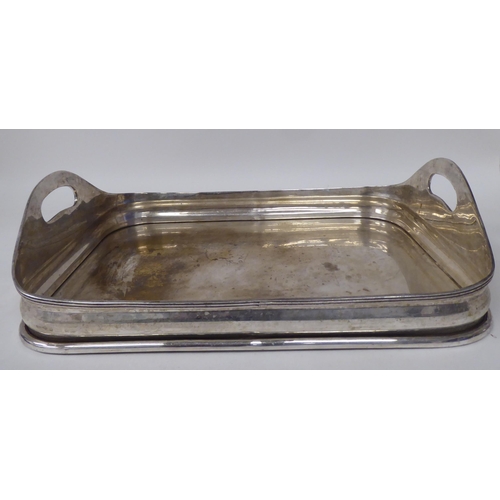 222 - Domestic and decorative metalware: to include a galleried, twin handled tray  16