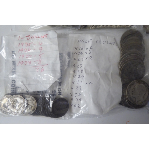 223 - A collection of mainly British 20thC interwar period silver coinage: to include shillings, half-crow... 