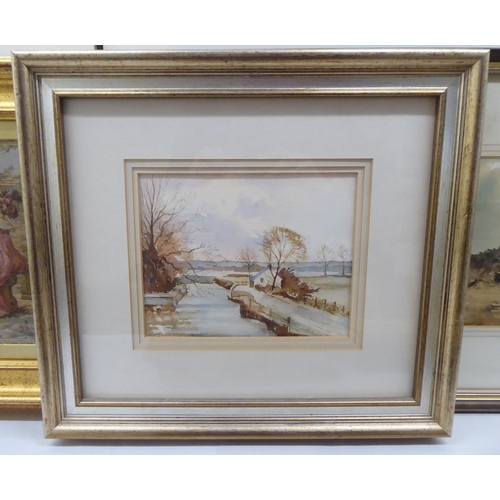 229 - Framed pictures and other media: to include a tapestry of a period garden scene  10