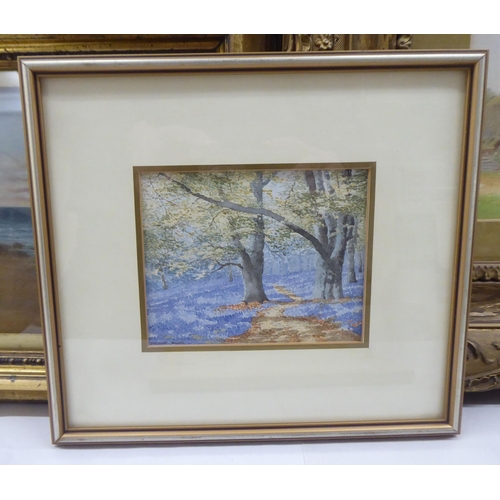 229 - Framed pictures and other media: to include a tapestry of a period garden scene  10