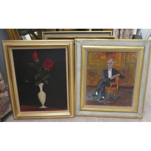 244 - 20thC pictures, mixed subjects  mainly oil on canvas  some signed  various sizes ... 