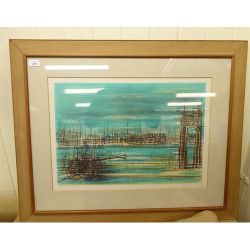 249 - A harbour scene  print  bears a pencil signature & title  15