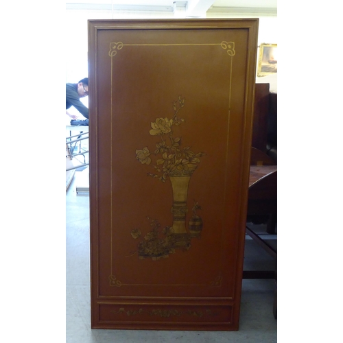 252 - A modern painted Chinese cabinet with a pair of doors, enclosing eight drawers, over three long draw... 