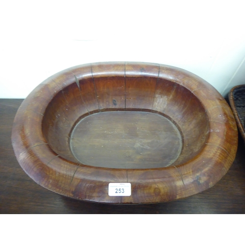 253 - Oriental wooden items: to include a fruitwood wash bowl  20