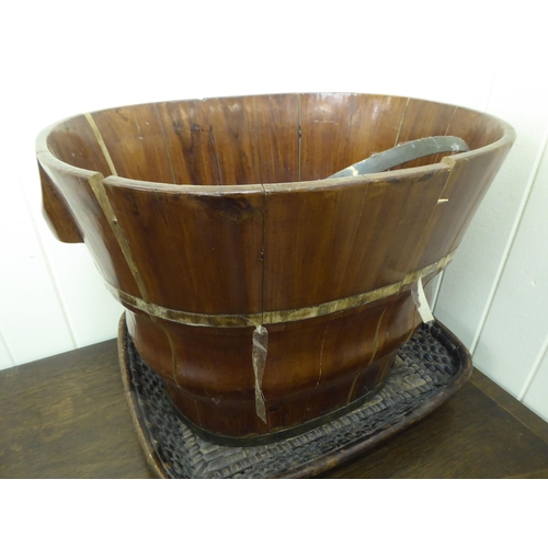 253 - Oriental wooden items: to include a fruitwood wash bowl  20