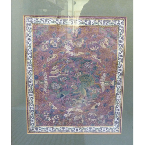 261 - Chinese artwork and tapestries  various sizes  mostly framed