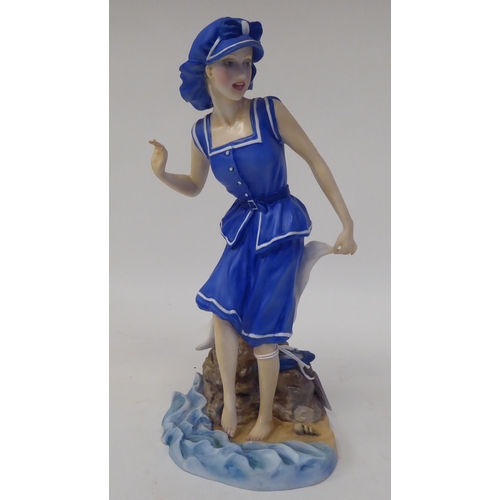 265 - An artist's proof satin glazed china figure, featuring an Edwardian 'Bathing Beauty' designed by Gle... 