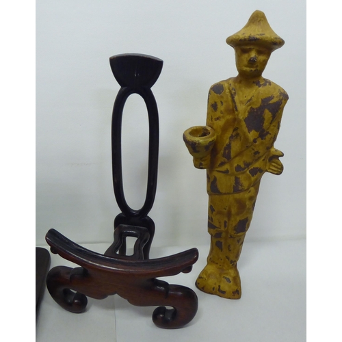 273 - Asian collectables: to include wooden stands; and two part boxes