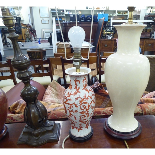 276 - Table lamps: to include a Chinese hollow bronze effect example  18