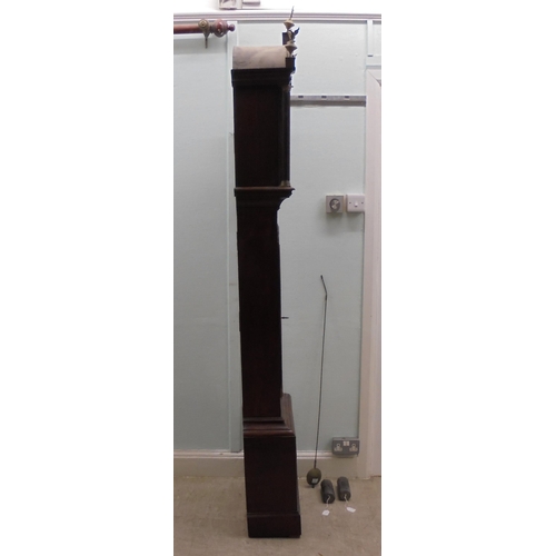 279 - A late 18thC mahogany longcase clock, the arched fretworked hood and glazed window, between reeded f... 