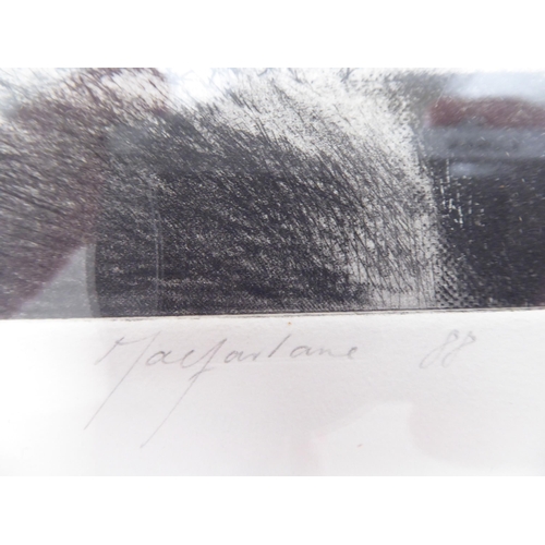 315 - After John MacFarlane - a series of three abstracts monochrome etchings  bearing pencil signatures  ... 