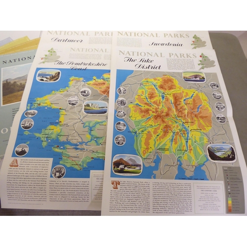 316 - Eleven posters of British national parks: to include Dartmoor and Exmoor  various sizes