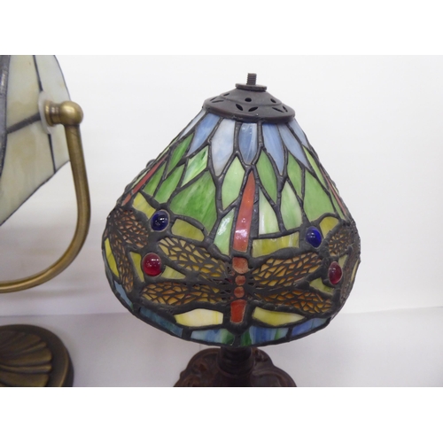 334 - Table lamps: to include a Tiffany style example with a glass shade  12