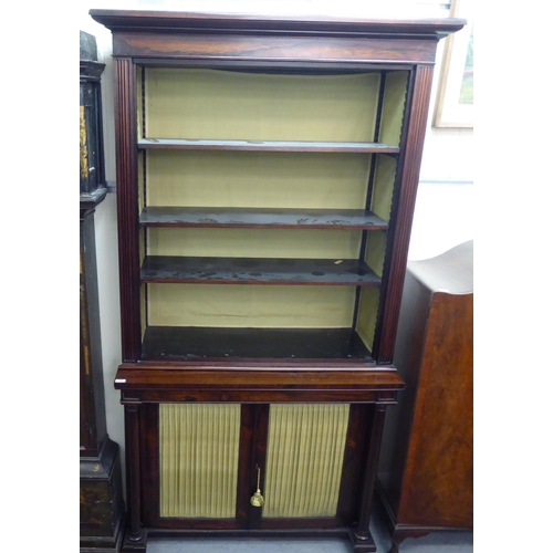 342 - A Regency rosewood chiffonier bookcase, the superstructure with a moulded cornice, over three height... 