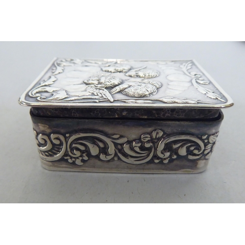 360 - Silver and white metal collectables: to include a pill box, decorated with cherubs  Birmingham ... 