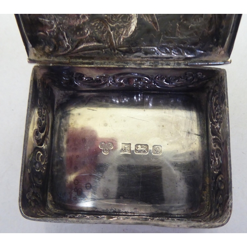 360 - Silver and white metal collectables: to include a pill box, decorated with cherubs  Birmingham ... 