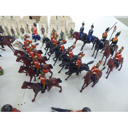 385 - Britains and other painted metal Zulu warriors, soldiers and accessories