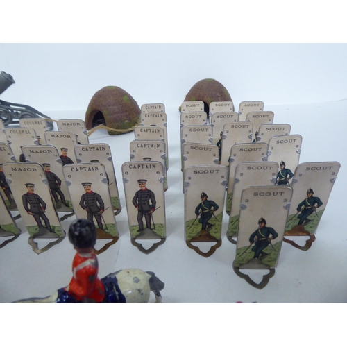 385 - Britains and other painted metal Zulu warriors, soldiers and accessories