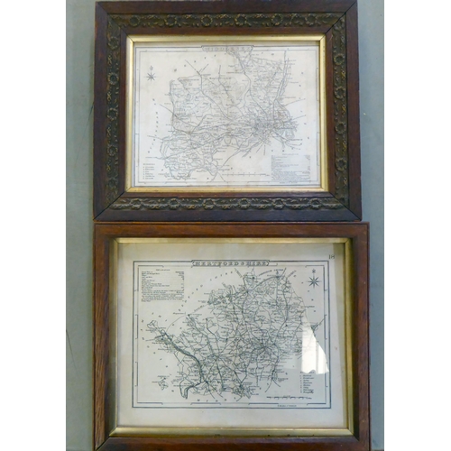 395 - Framed prints and maps: to include a 19thC example 'Middlesex'  6