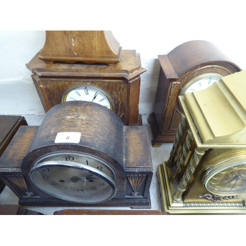 8 - 20thC clocks and mantel timepieces  various sizes and forms