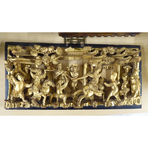 80 - A mixed lot: to include Chinese carved and gilded wooden panels  5