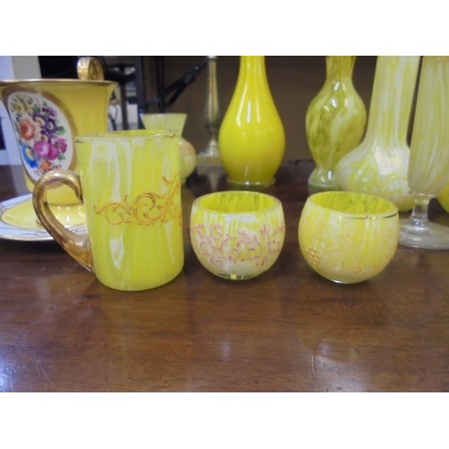 354 - Ceramics and glassware: to include a yellow glass specimen vase  9