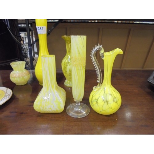 354 - Ceramics and glassware: to include a yellow glass specimen vase  9