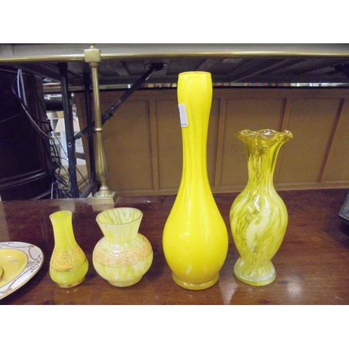 354 - Ceramics and glassware: to include a yellow glass specimen vase  9