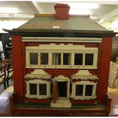 225 - A scratch built dolls house with a removeable front panel and divided interior  28