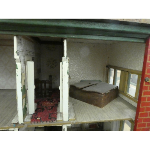 225 - A scratch built dolls house with a removeable front panel and divided interior  28