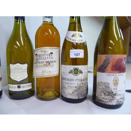 107 - Wine, thirteen bottles: to include a Bouchard Pere & Fils 'Saint-Aubin Premier Crus'  1989