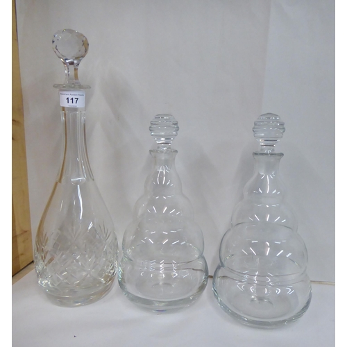 117 - Decorative and functional glassware: to include jugs and decanters  largest 14.5