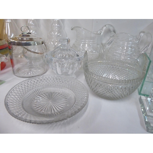 117 - Decorative and functional glassware: to include jugs and decanters  largest 14.5