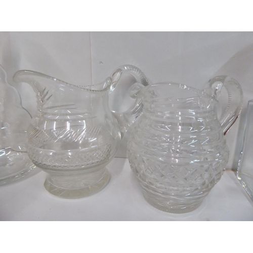 117 - Decorative and functional glassware: to include jugs and decanters  largest 14.5