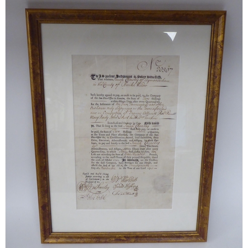 125 - An Elizabethan handwritten indenture, relating to land and cottages, located in Amersham, dated 1597... 