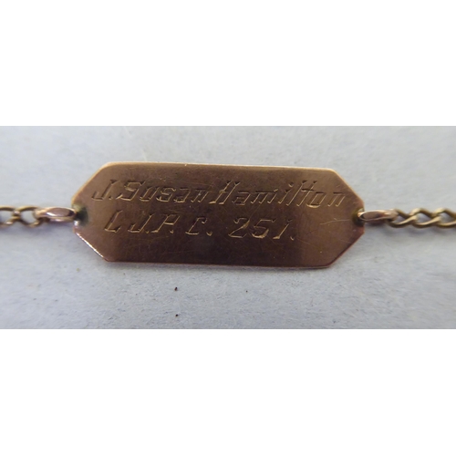 130 - Items of personal ornament: to include an identity bracelet  stamped 9ct