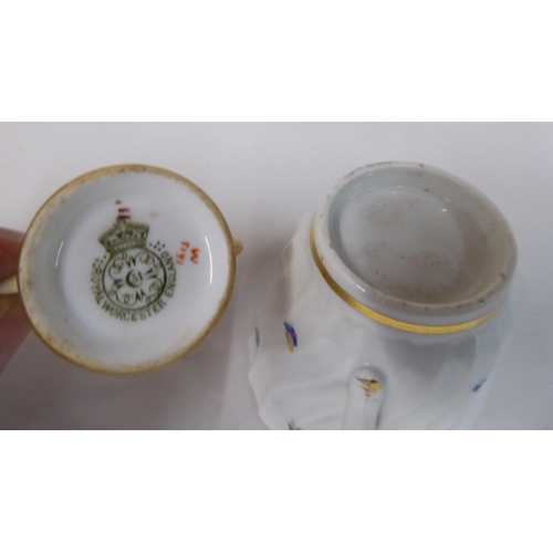 136 - Ceramics: to include a pair of late Victorian Royal Worcester porcelain blush ivory coffee cups and ... 