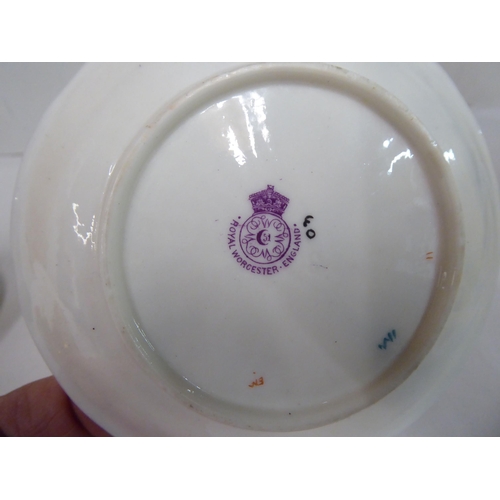 136 - Ceramics: to include a pair of late Victorian Royal Worcester porcelain blush ivory coffee cups and ... 