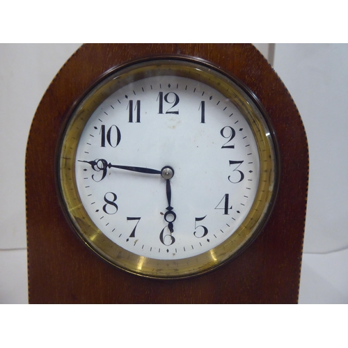 137 - An Edwardian mahogany cased mantel timepiece; the movement faced by an Arabic dial  9