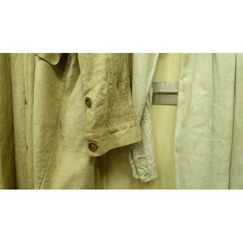 140 - Two late Victorian white linen smocks