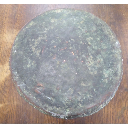 167 - A rustically made Indian copper tray with a crimped border  21.5