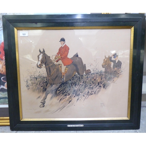 181 - Three framed fox hunting prints: to include 'In the First Flight'  17