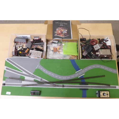 211 - N gauge model rail accessories: to include buildings and track